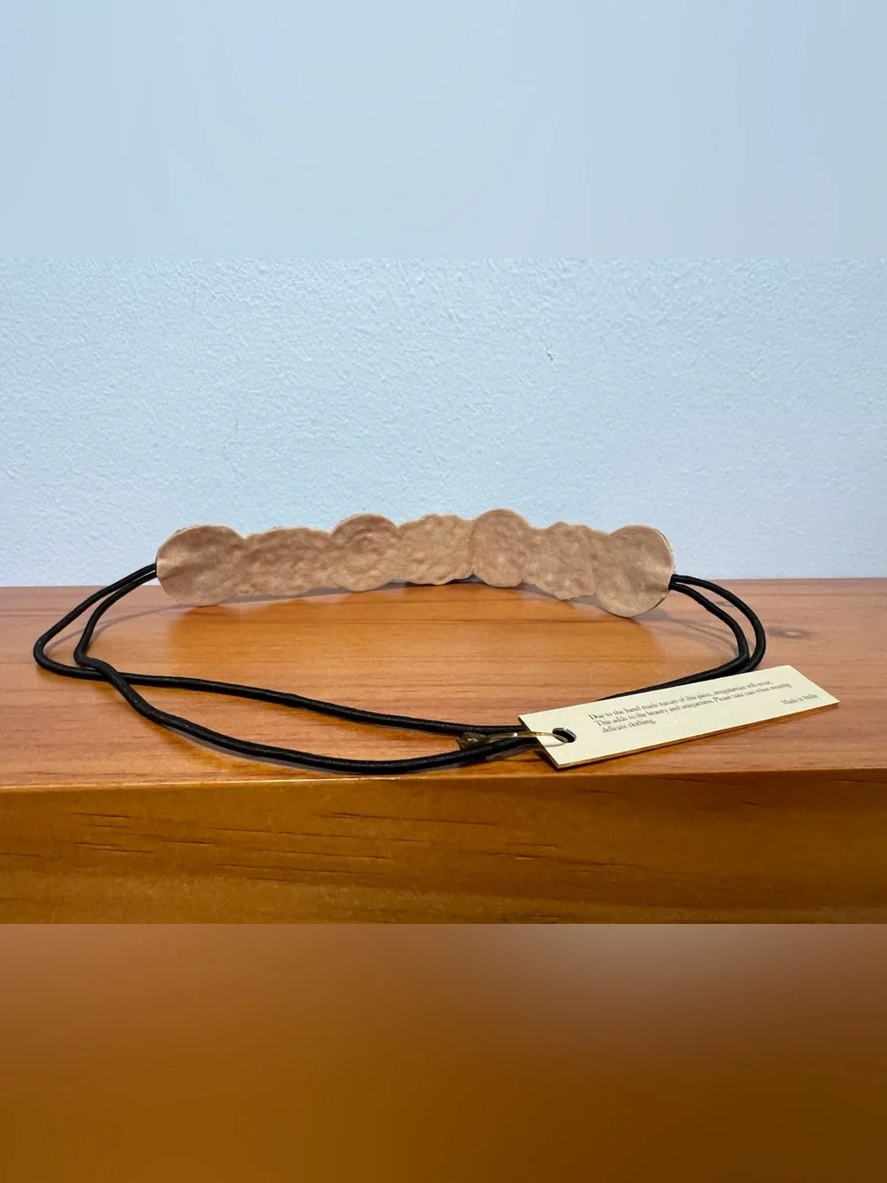 DEEPA GURNANI NWT Beaded Pearl Embellished Boho Stretch Leather Lined Headband